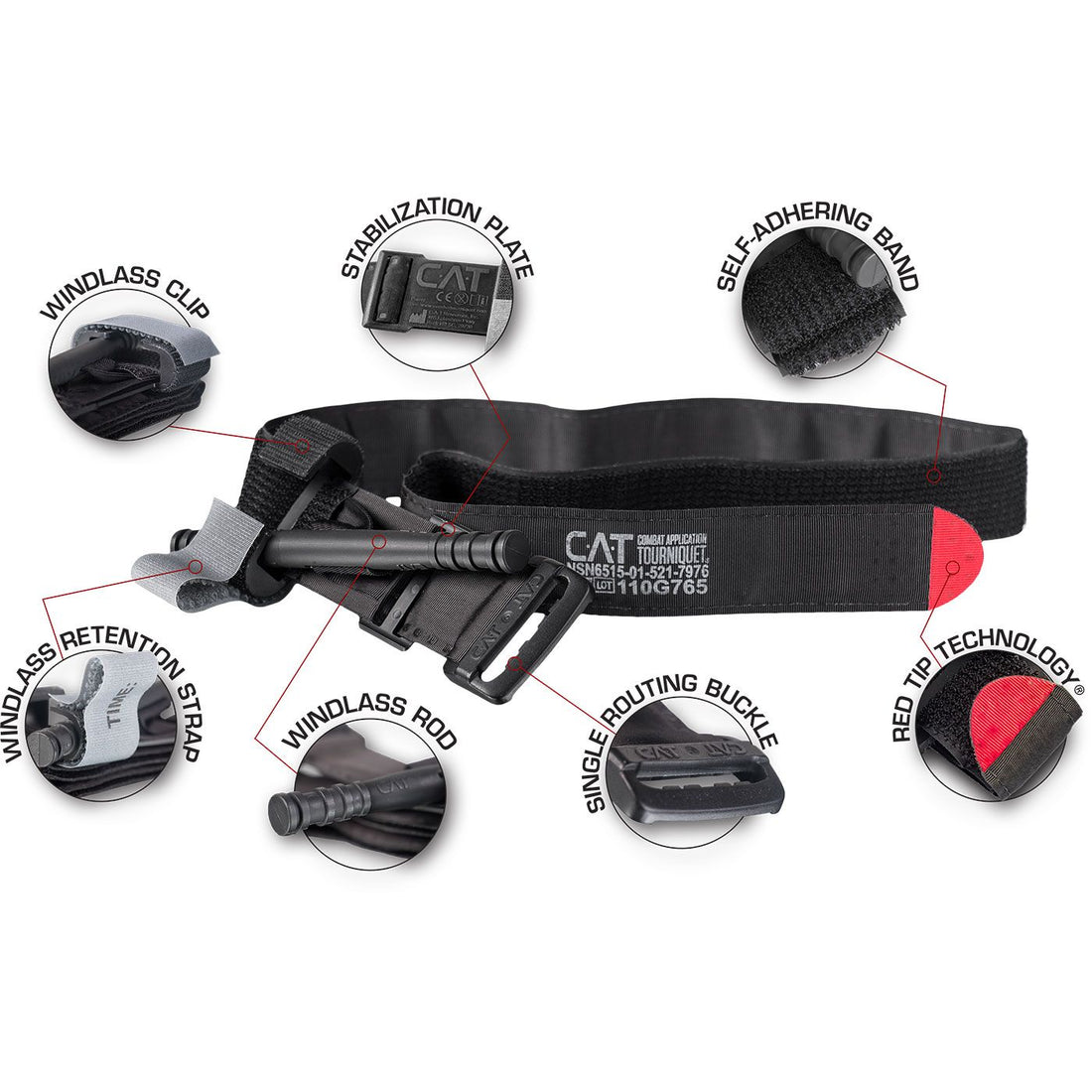 CAT 7 RED TIP TQ AUTHENTIC NAR (C-A-T)COMBAT APPLICATION TOURNIQUET TQ