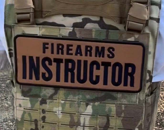 (Two) FIREARMS INSTRUCTOR Patches (4” x 10”) and (2”x4”) Hook and Loop