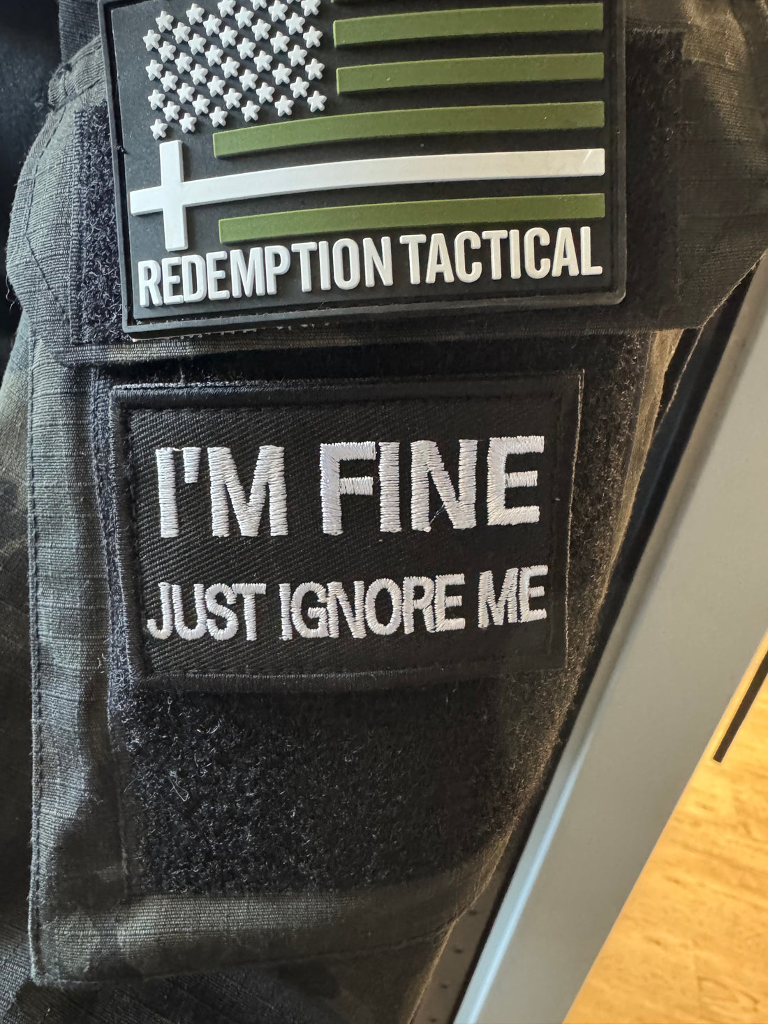 I’m Fine Just Ignore Me Morale Patch with Hook and Loop