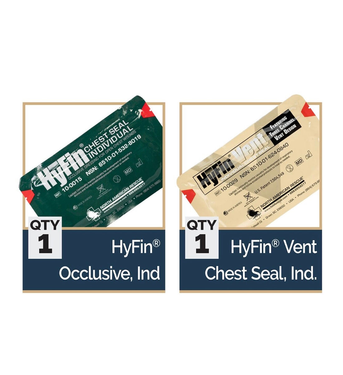 USMC HYFIN CHEST SEAL COMBO PACK (North American Rescue)