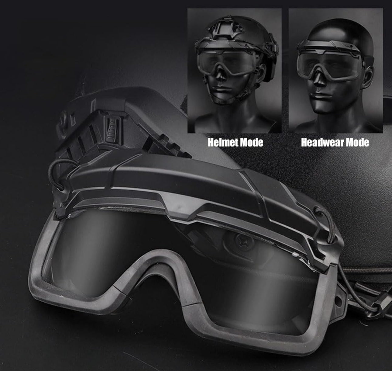 fast helmet goggles Tactical Helmet Goggles with Arc Rail Attachments Green