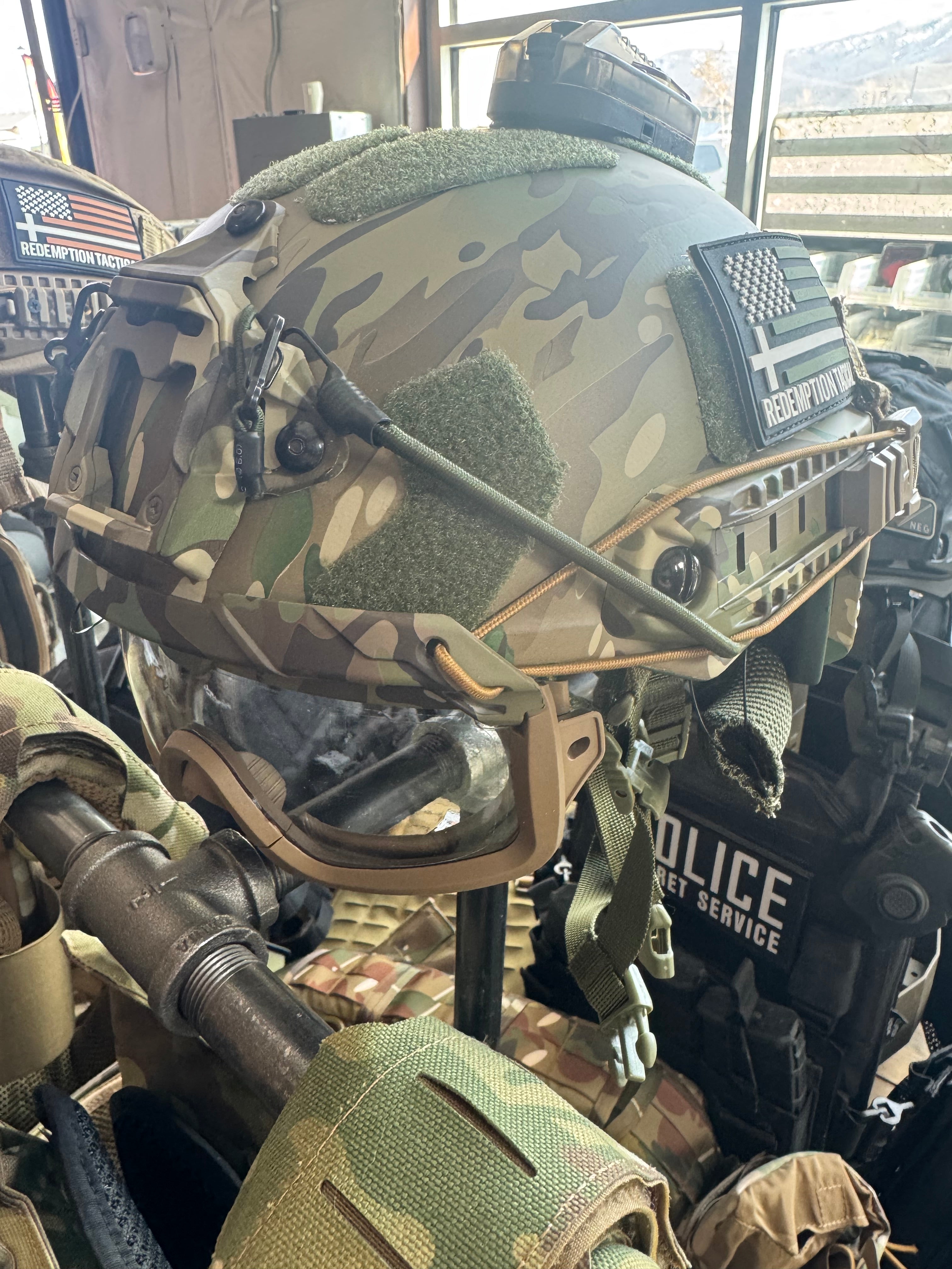 arc rail goggles Tactical Helmet Goggles with Arc Rail Attachments Green