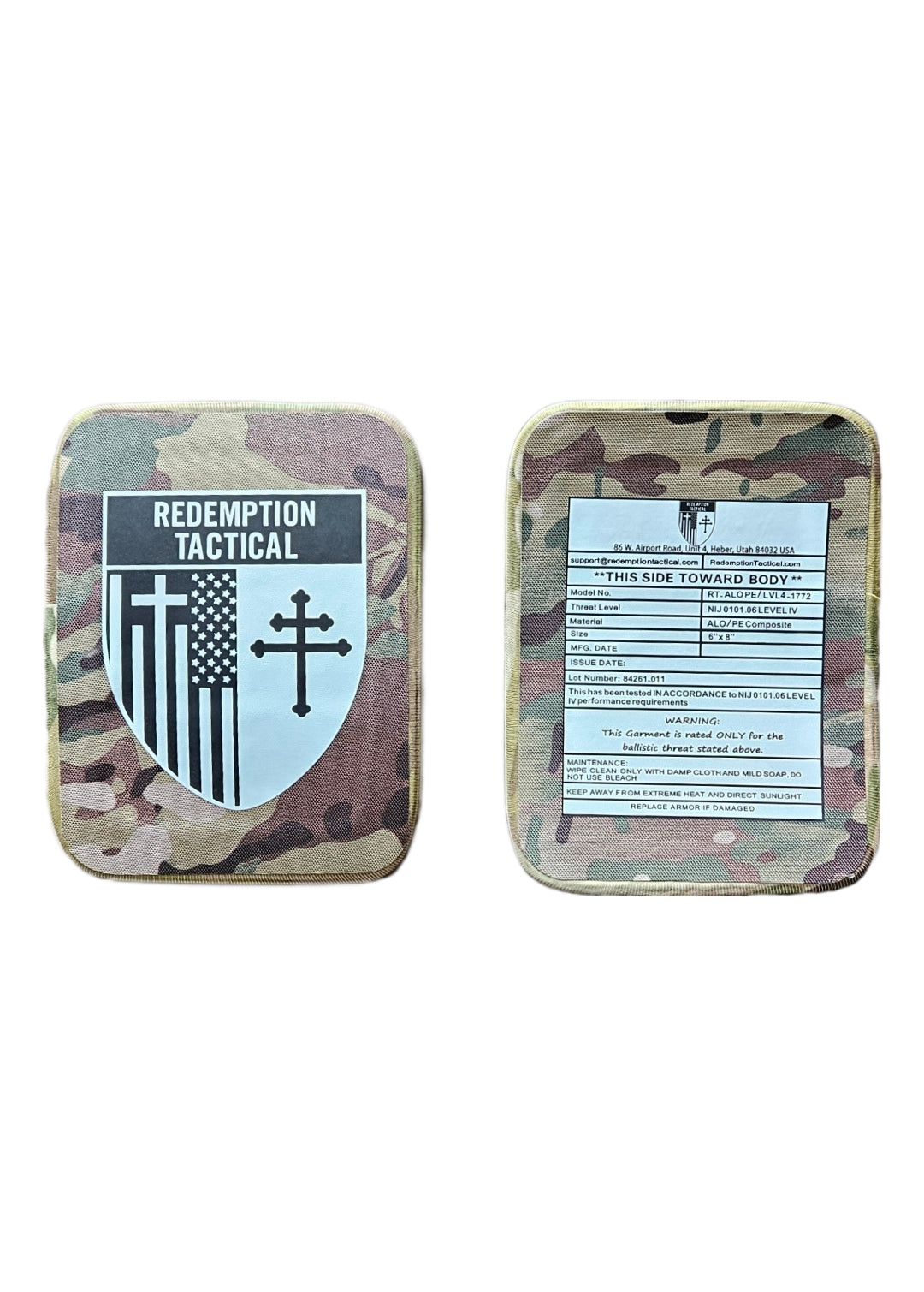 Redemption Tactical CRUSADER 2.0® ARMOR FULL KIT COMBO PACKAGE LIGHTWEIGHT LEVEL IV (2) 10x12 Front/Back Plates (2) 6x8 Side Plates (Level IV Ceramic)