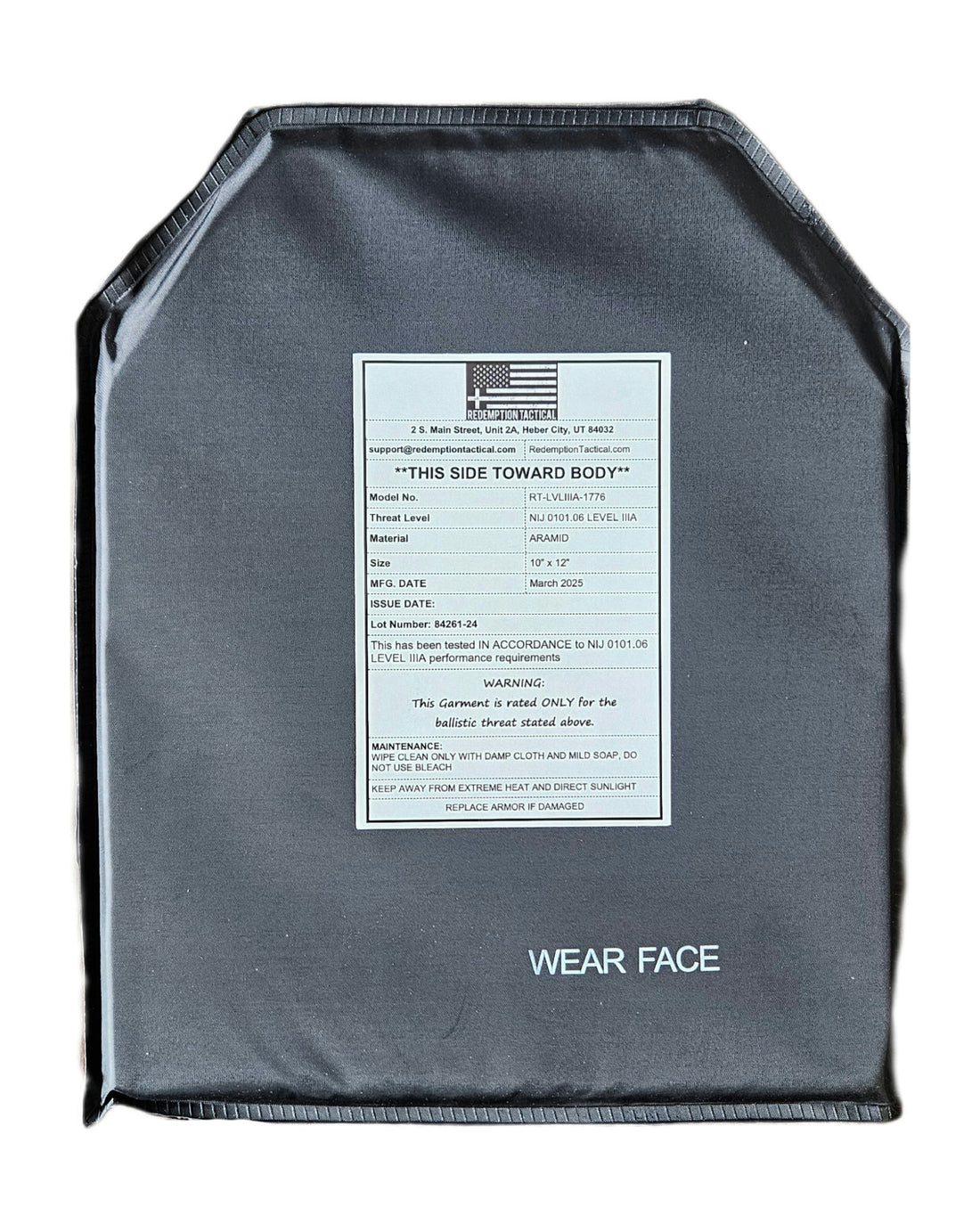 NIJ LEVEL IIIA BALLISTIC (SOFT PLATE) 10"×12" & 11"×14"