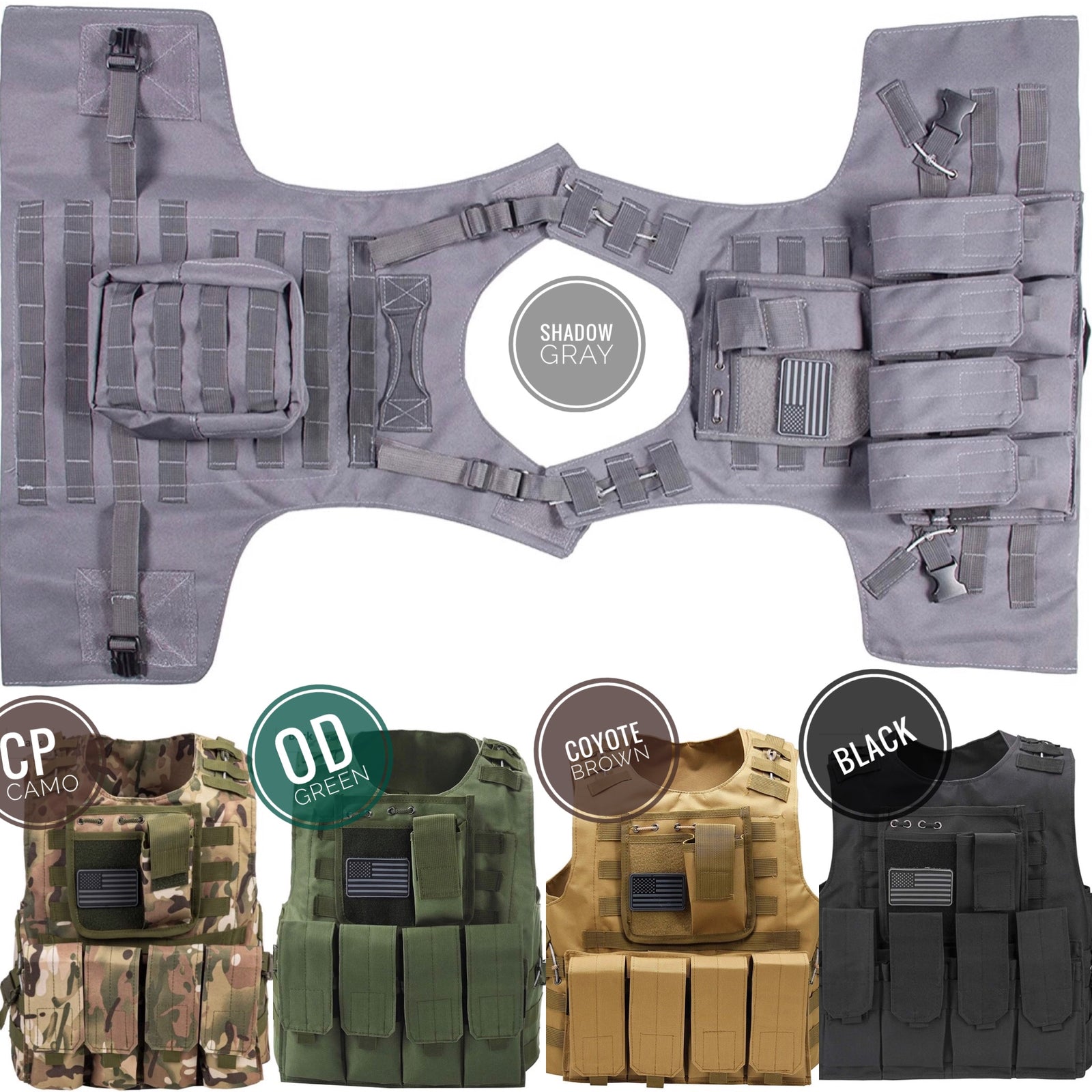 GILET TATTICO 1000D CON MOLLE - COMBAT JACKETS - PLATE CARRIERS