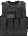 Tactical Plate Carrier Vest with Free US Flag Patch, Mil Spec 1000D Nylon PALS Molle Modular w/ 4 Mag Pouches, Side Pouch, Chest Mag Pouch