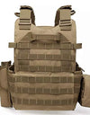 Tactical Plate Carrier Vest with PALS Molle and Side Cummerbund, Mil Spec 1000D Modular w/Triple Mag Pouch, IFAK pouch