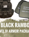 "BLACK RAMBO" LEVEL IV ARMORED VEST COMBO  (LIGHTWEIGHT LEVEL IV (2) 10x12 Front/Back Ceramic PE Plates))