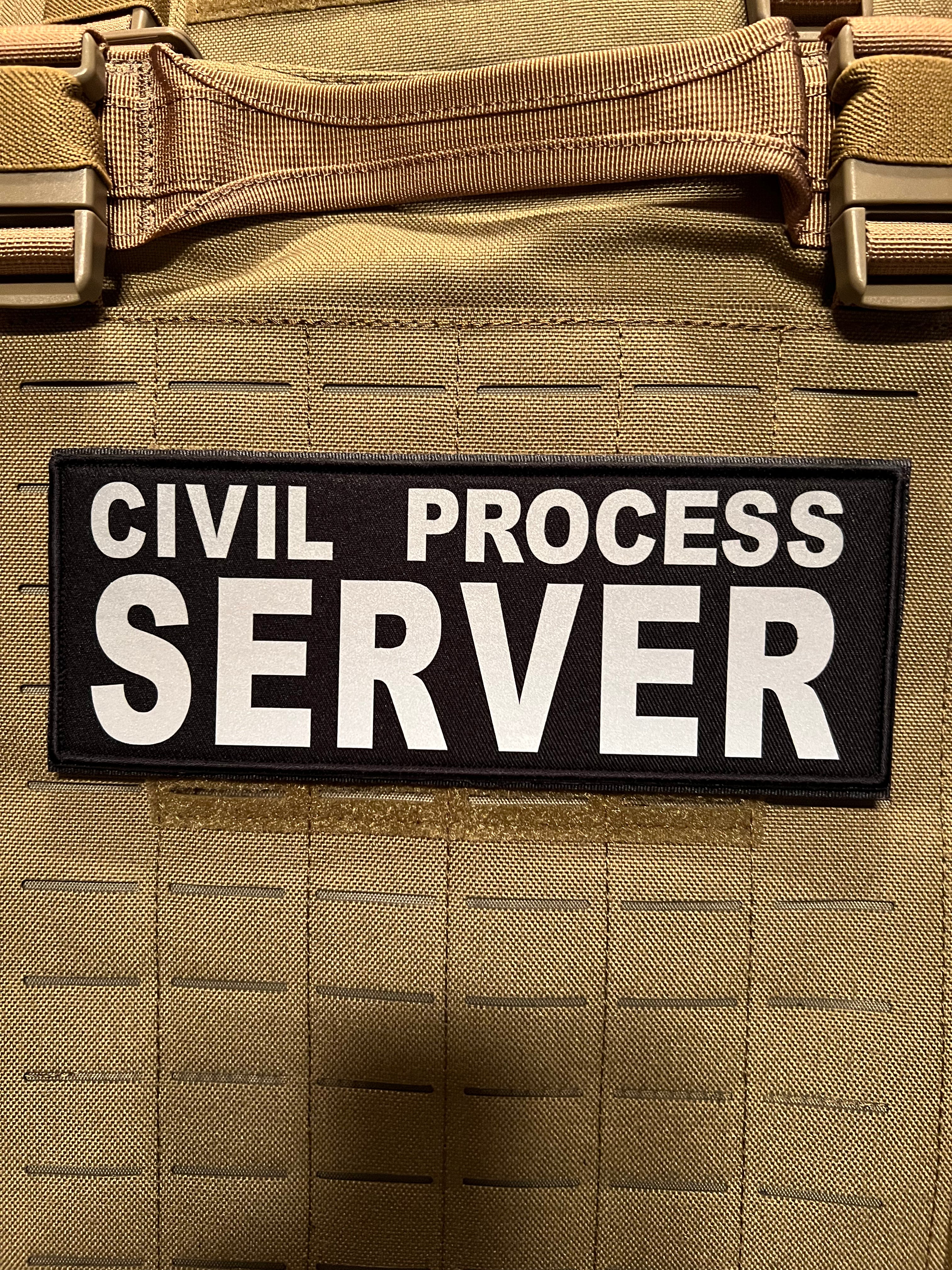Pair of CIVIL PROCESS SERVER Patches (3” x 8”) Pair of Reflective Hook