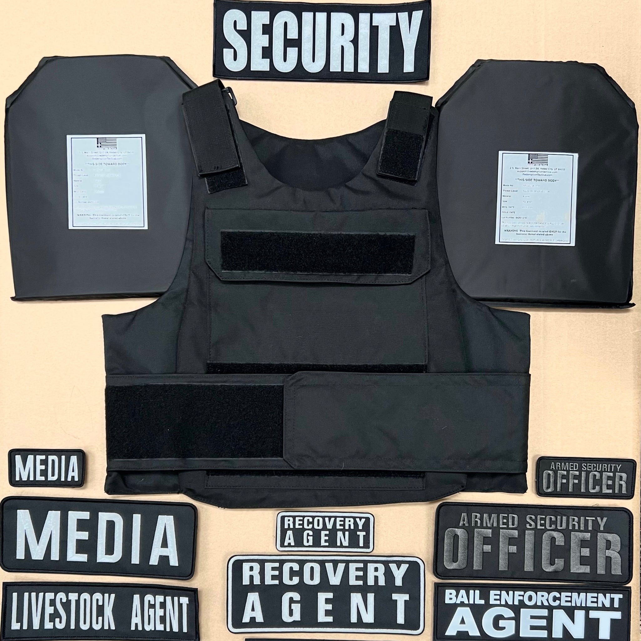 First Responder / Duty VEST COMBO PACKAGE LEVEL IIIA (2) 10x12 Front/Back Plates and Patch