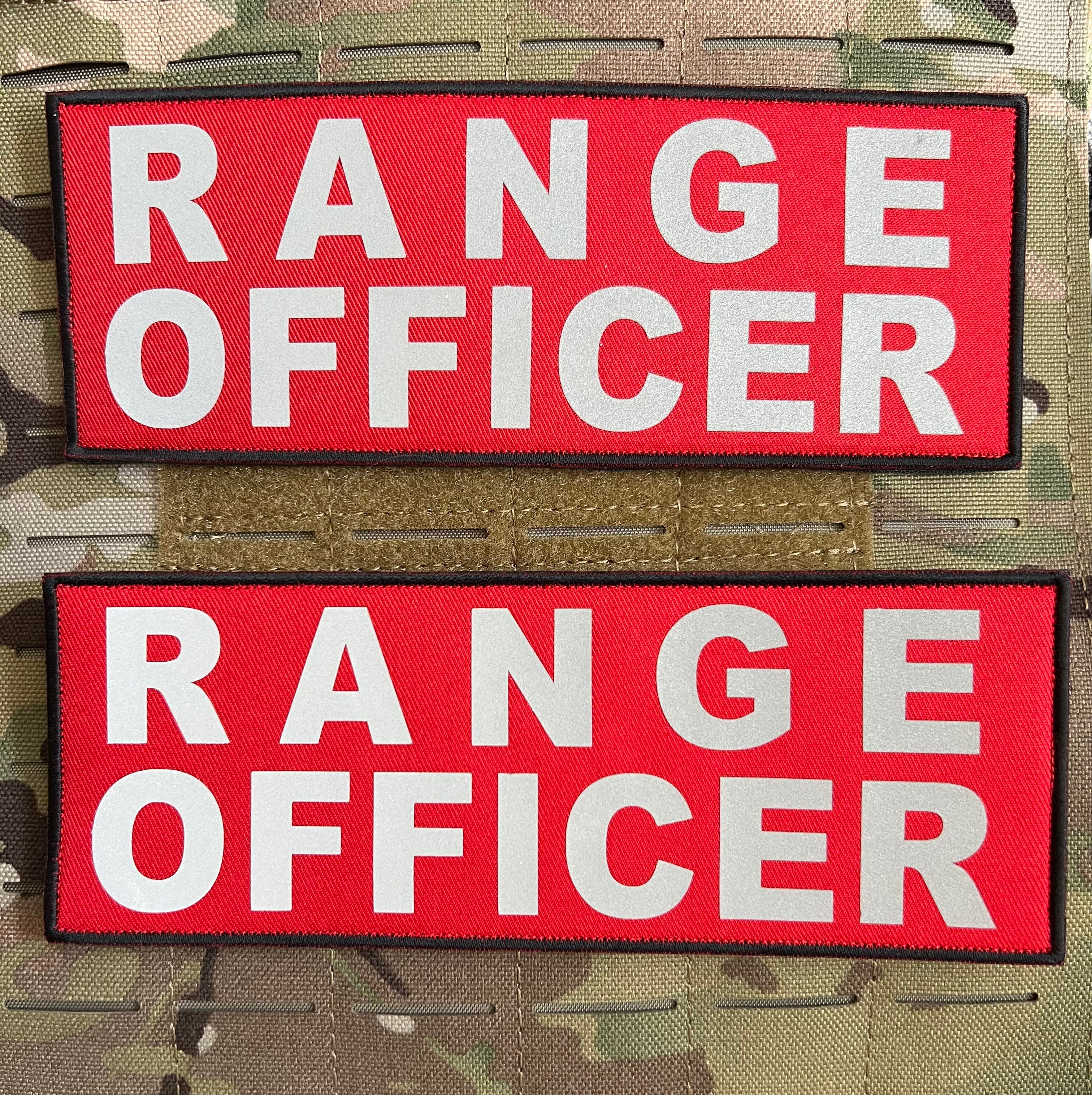 Pair of RANGE OFFICER Patches (3” x 8”) Pair of Reflective Hook and Lo